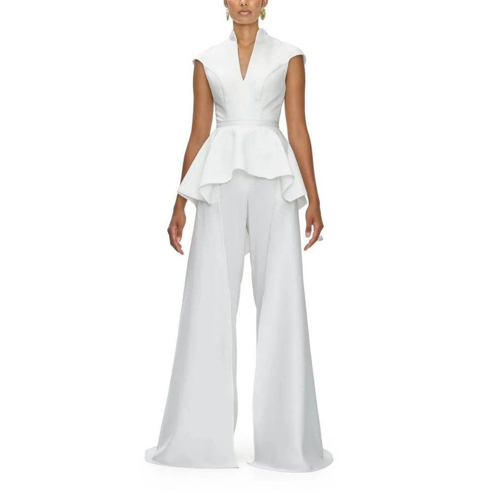 Andrea Iyamah Edon Peplum Wide-Leg Pants